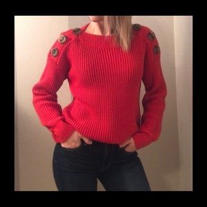 PHILOSOPHY Scarlet Red Shoulder Button Sweater
